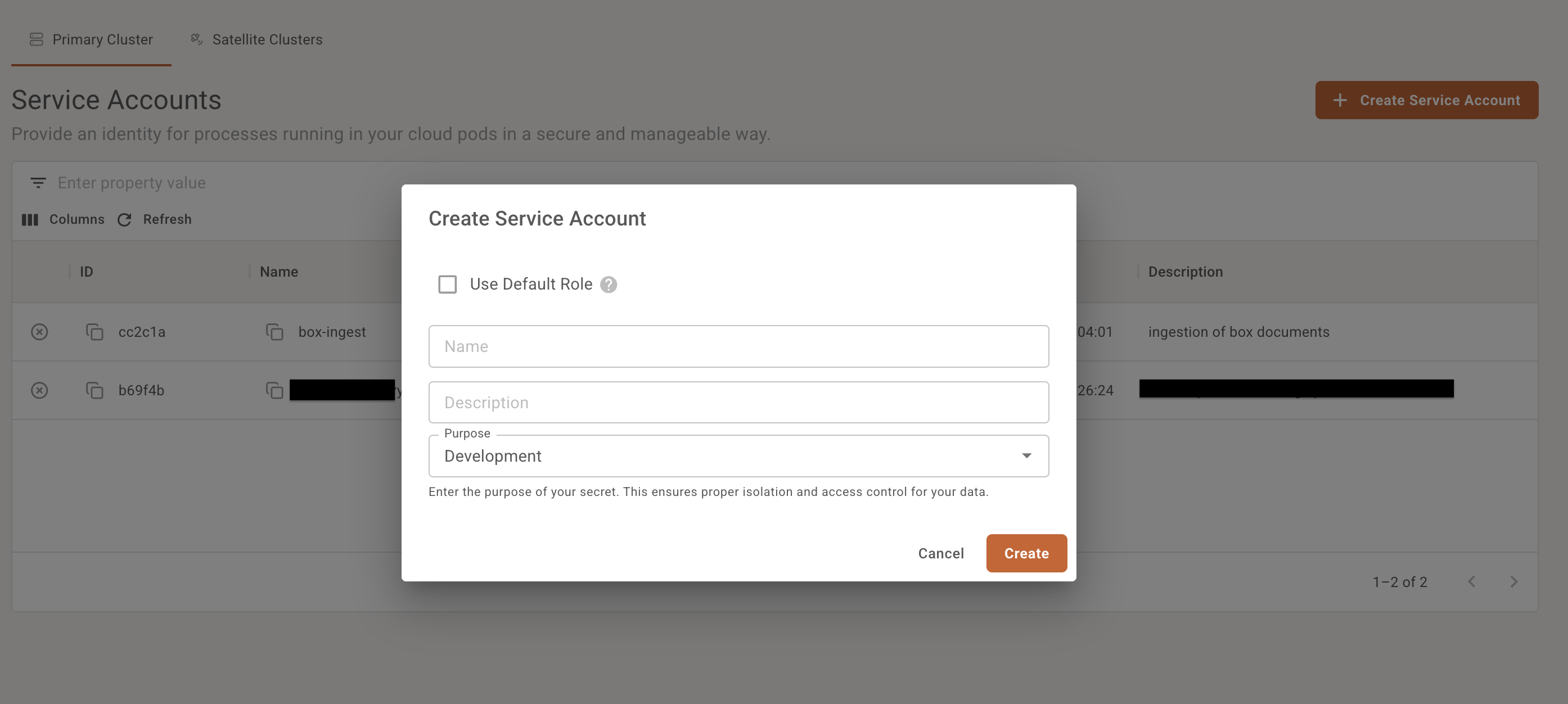 Create svc account in Shakudo platform