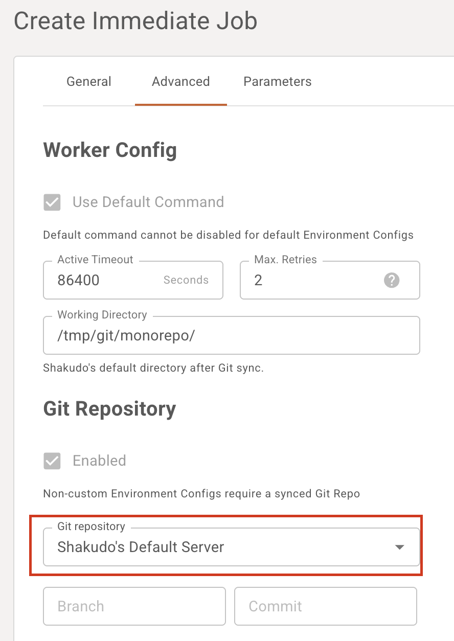 Advanced job settings
