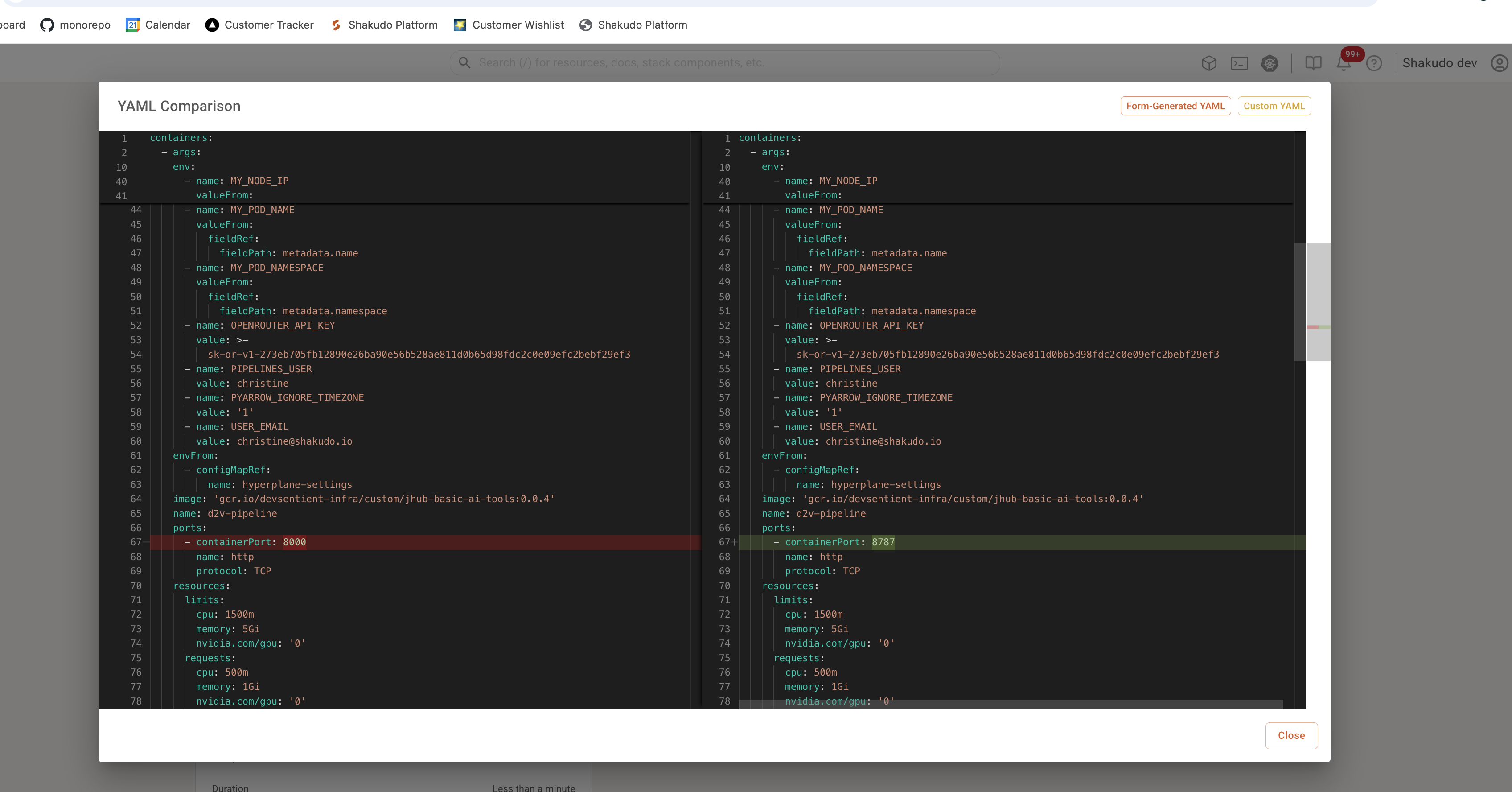 Custom YAML Diff
