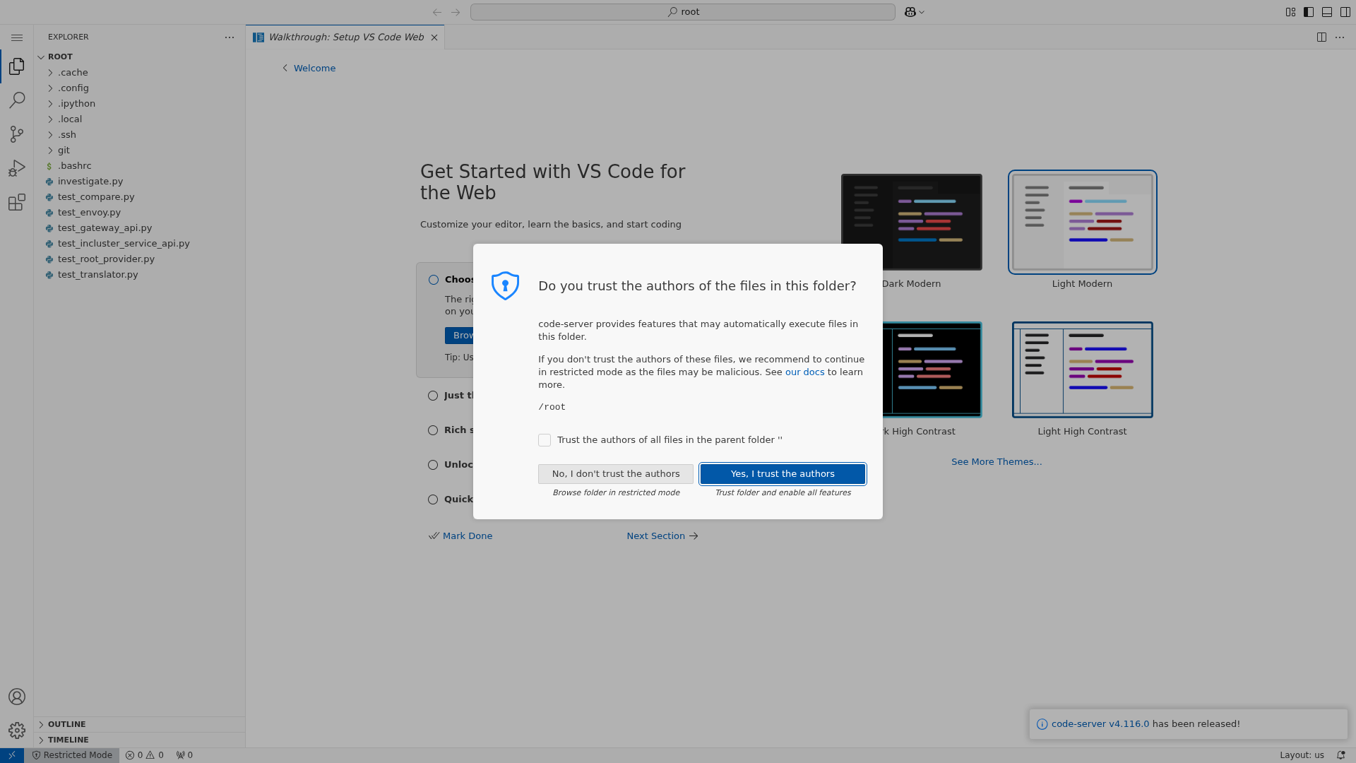 Session trust prompt