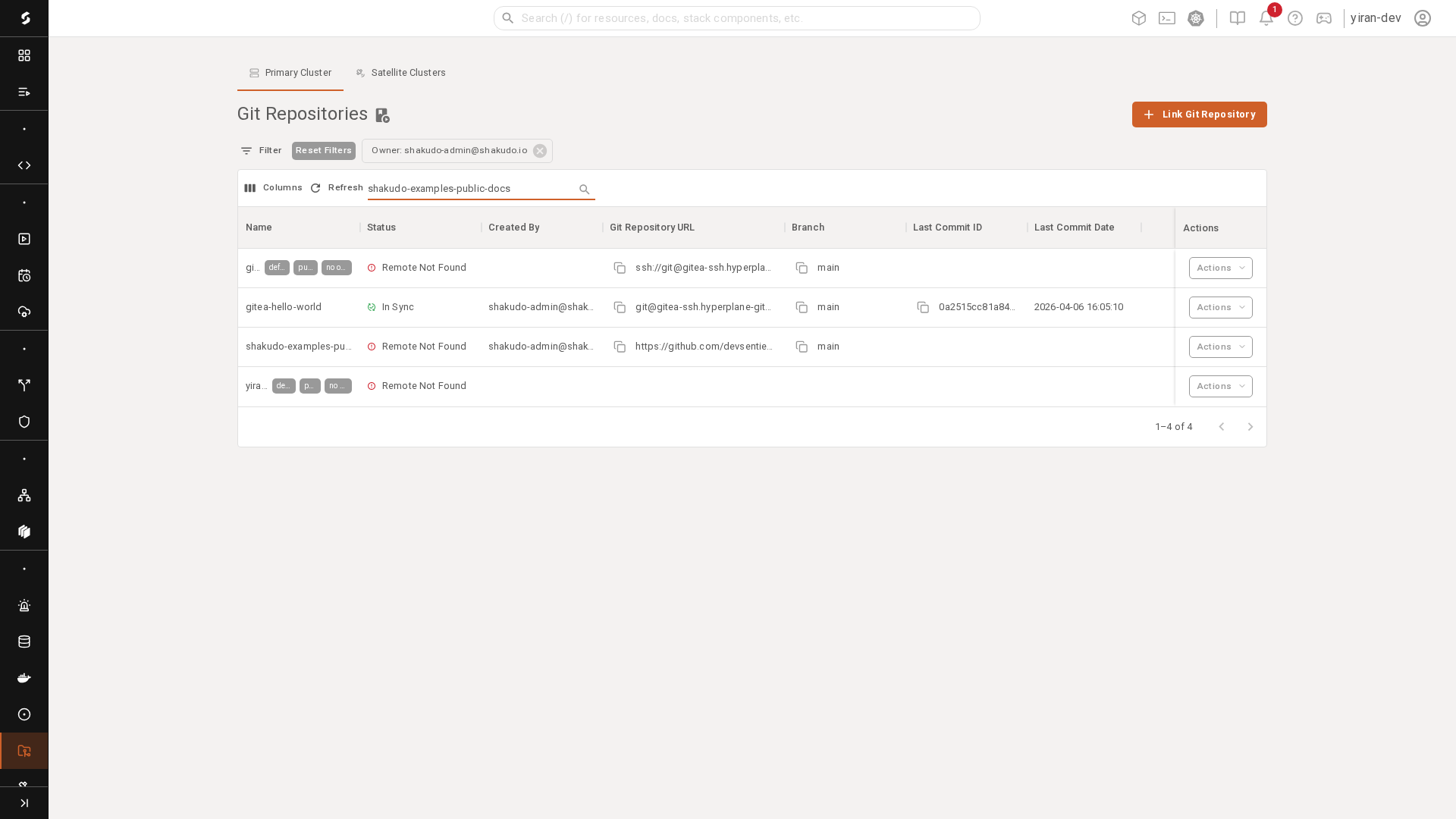 New linked repository row