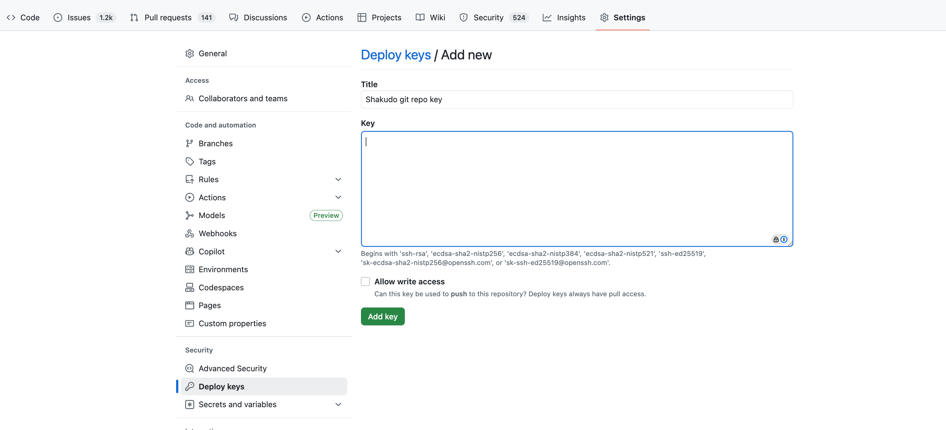 GitHub key register
