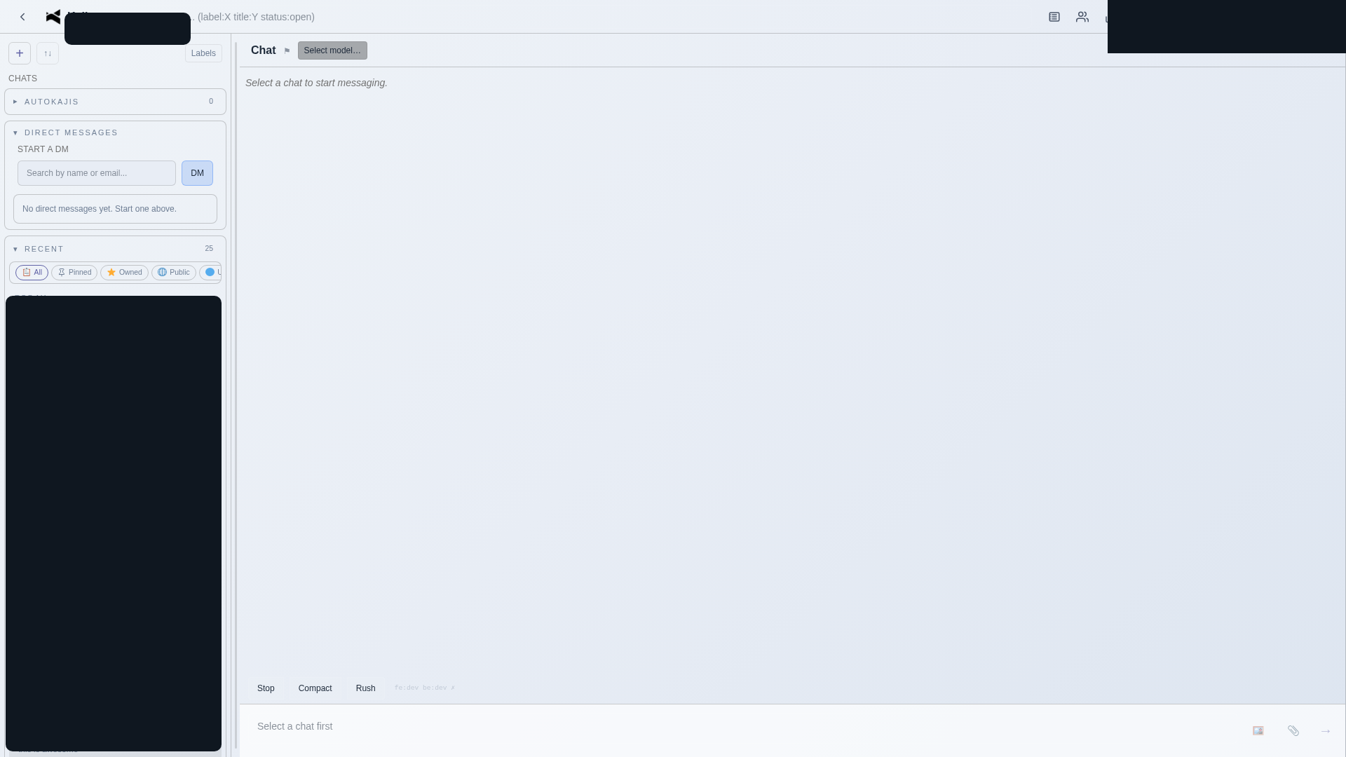 KajiChat overview showing sidebar, main panel, and composer