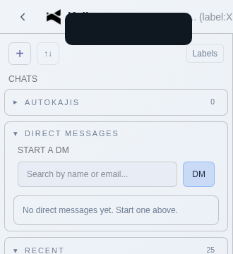 KajiChat sidebar showing conversation list